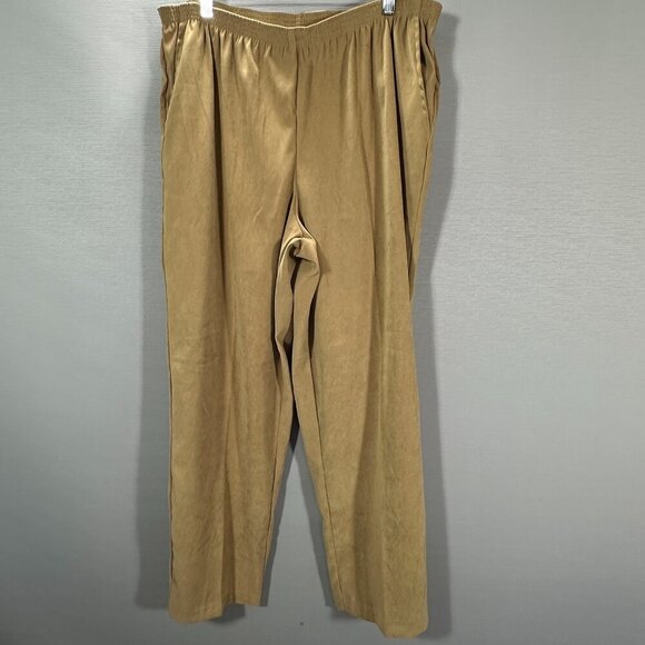 Alfred Dunner Pants Womens 18 Tan Stretch Elastic Waist Pull On Pockets Straight - Picture 1 of 6